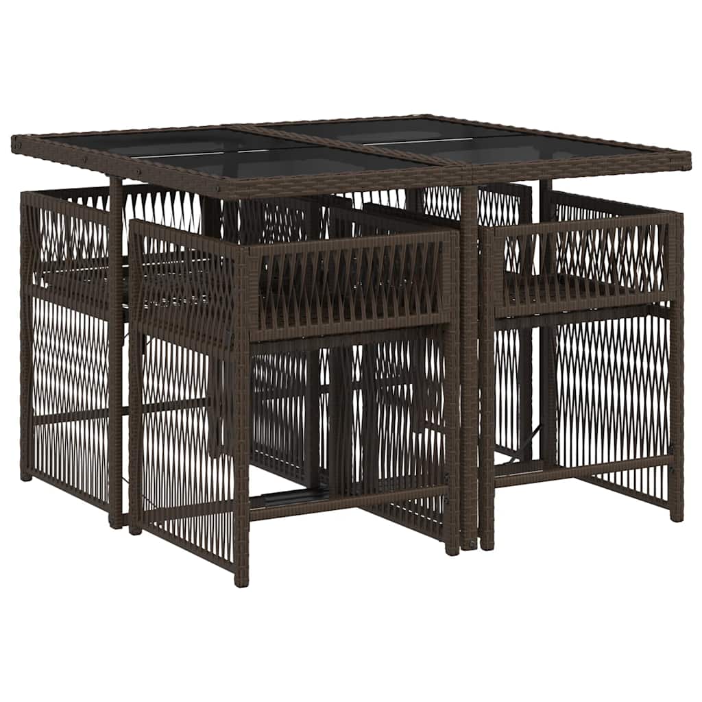 vidaXL Σετ Τραπεζαρίας Κήπου 5 Τεμαχίων Καφέ Συνθ. Ρατάν με Μαξιλάρια