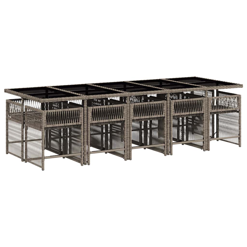 vidaXL Σετ Τραπεζαρίας Κήπου 11 Τεμαχίων Γκρι Συνθ. Ρατάν με Μαξιλάρια