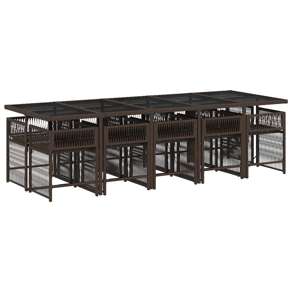 vidaXL Σετ Τραπεζαρίας Κήπου 11 τεμ. Καφέ Συνθετικό Ρατάν με Μαξιλάρια