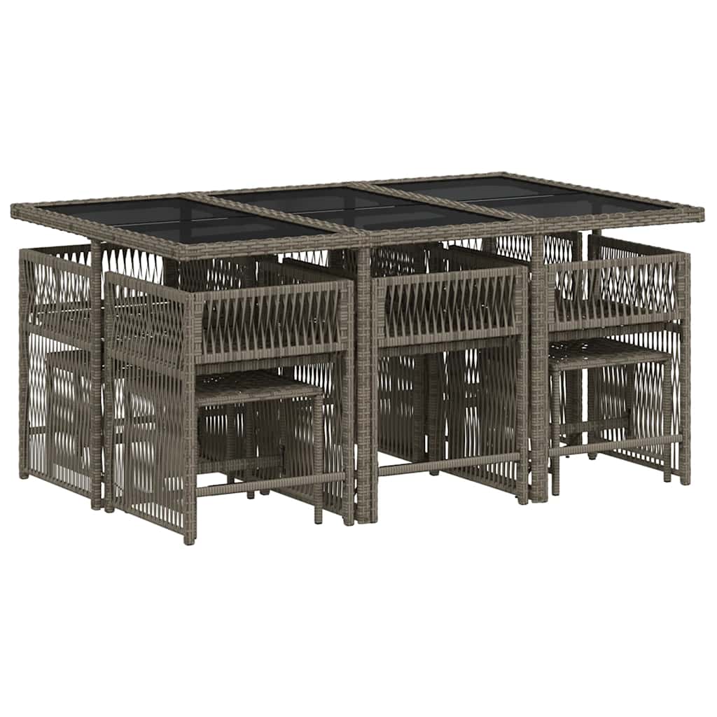 vidaXL Σετ Τραπεζαρίας Κήπου 11 Τεμαχίων Γκρι Συνθ. Ρατάν με Μαξιλάρια