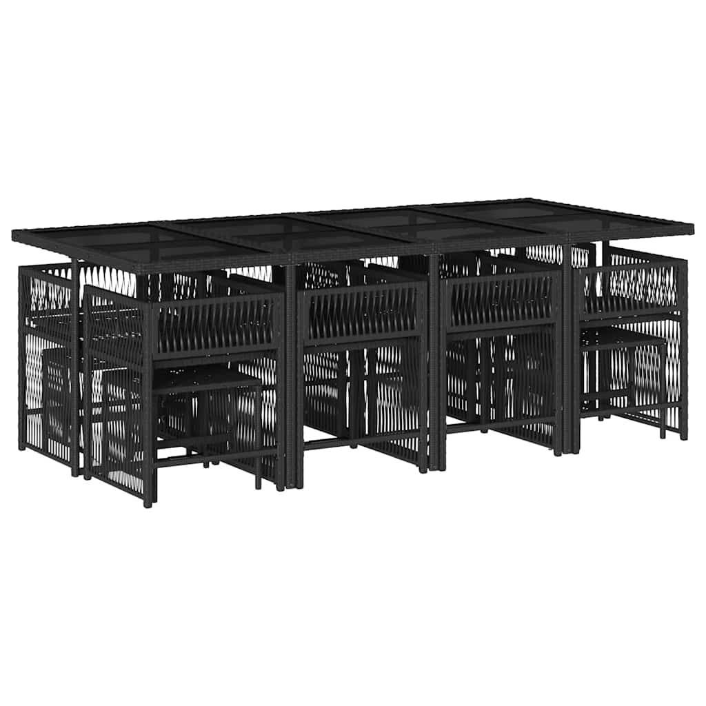 vidaXL Σετ Τραπεζαρίας Κήπου 13τεμ. Μαύρο από Συνθ. Ρατάν με Μαξιλάρια