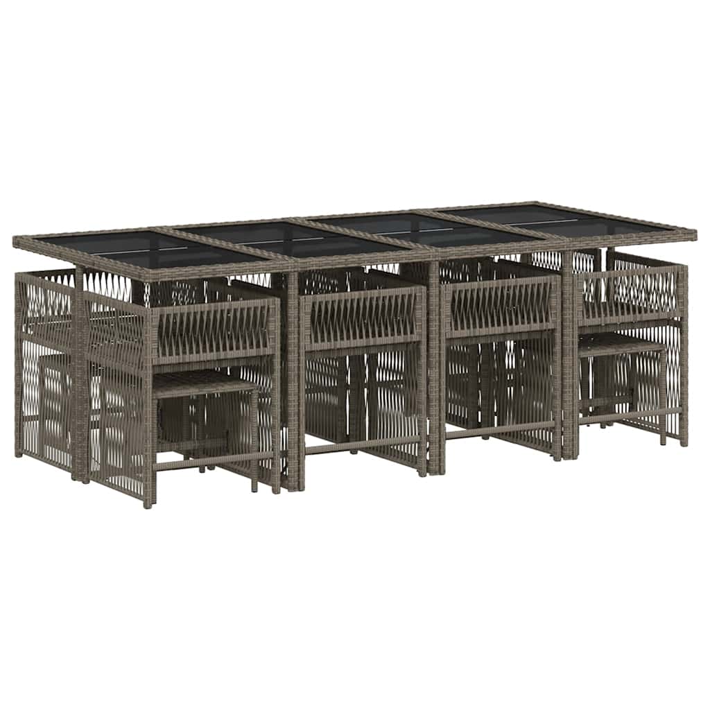 vidaXL Τραπεζαρία Κήπου 13 Τεμαχίων Γκρι Συνθετικό Ρατάν με Μαξιλάρια