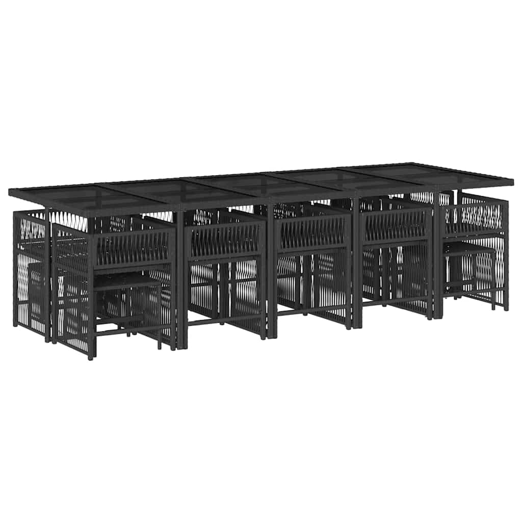 vidaXL Σετ Τραπεζαρίας Κήπου 15 τεμ Μαύρο από Συνθ. Ρατάν με Μαξιλάρια