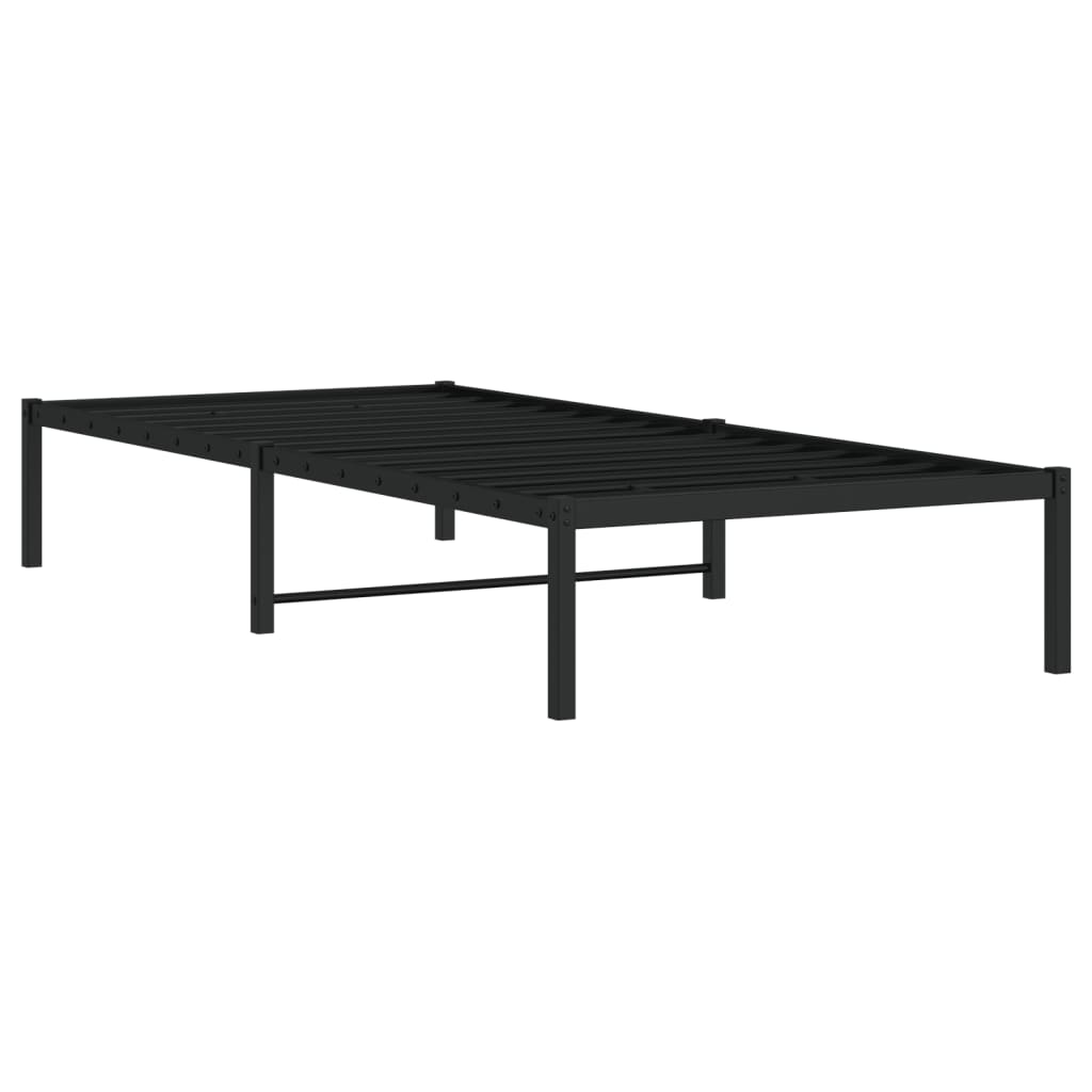 vidaXL Μεταλλικό πλαίσιο κρεβατιού Μαύρο 90x200 cm