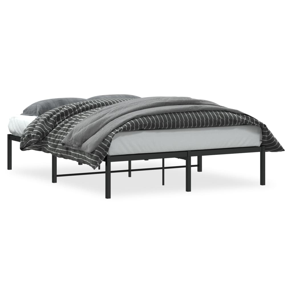 vidaXL Πλαίσιο Κρεβατιού Μαύρο 135 x 190 εκ. Μεταλλικό