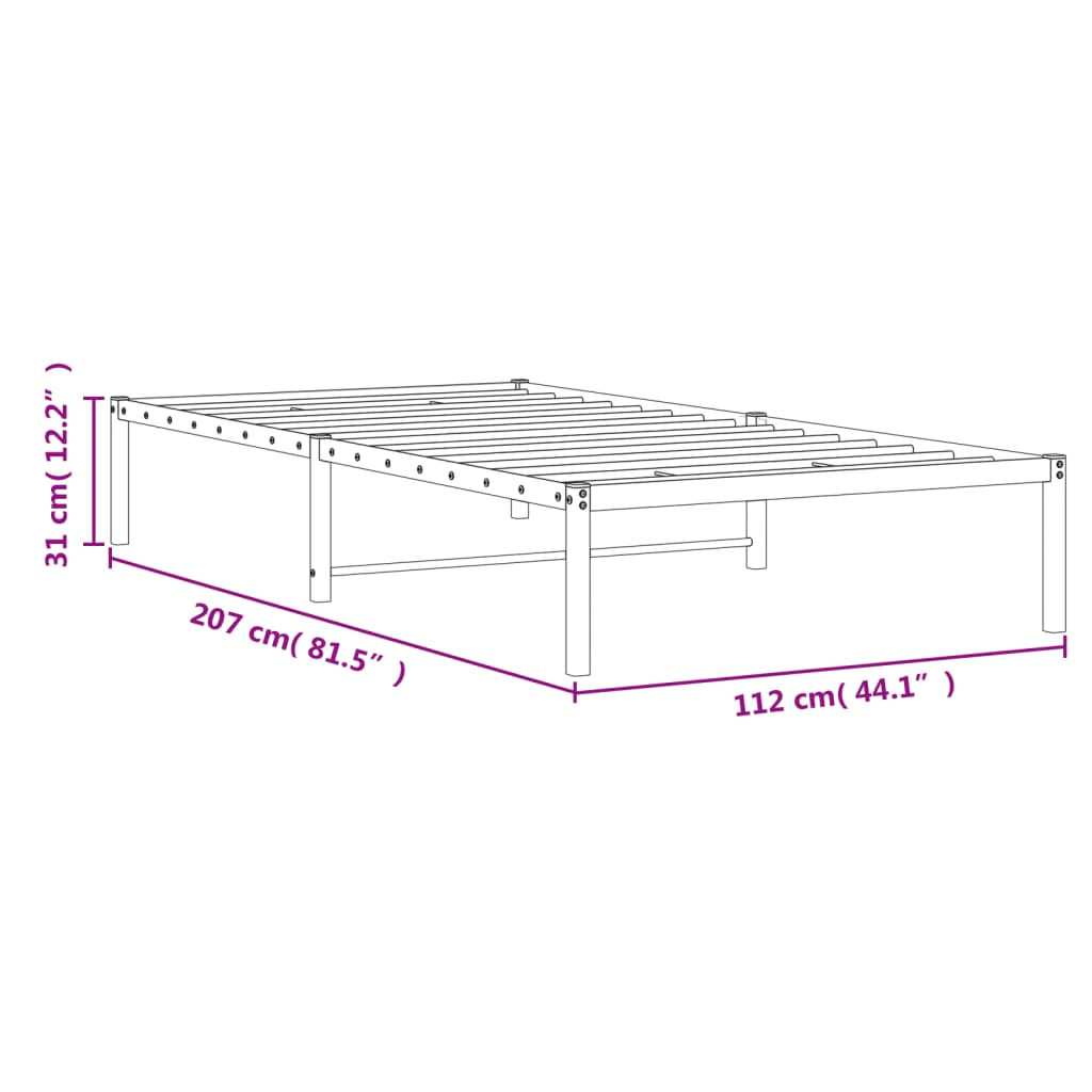 vidaXL Πλαίσιο Κρεβατιού Λευκό 107 x 203 εκ. Μεταλλικό