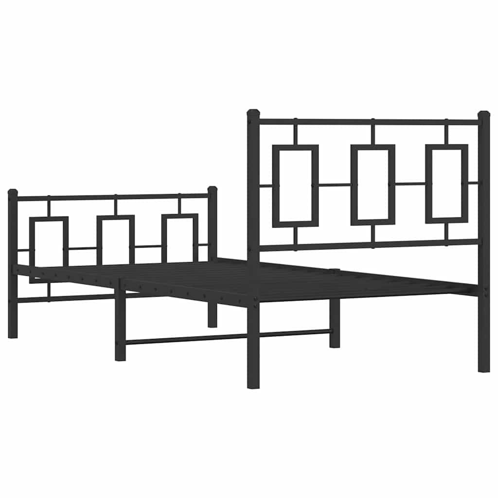 vidaXL Πλαίσιο Κρεβατιού με Κεφαλάρι&Ποδαρικό Μαύρο 90x200 εκ. Μέταλλο