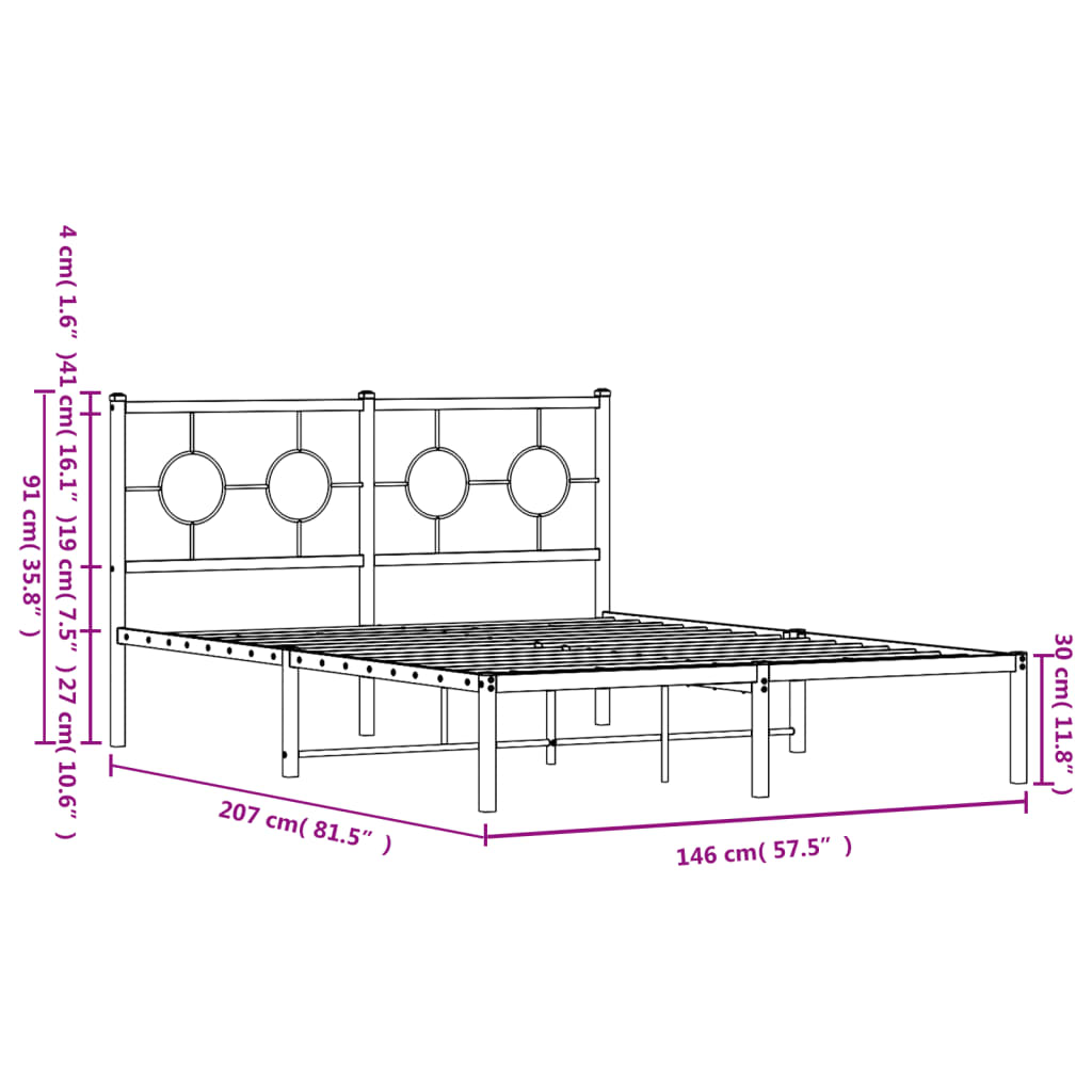 vidaXL Πλαίσιο Κρεβατιού με Κεφαλάρι Λευκό 140 x 200 εκ. Μεταλλικό