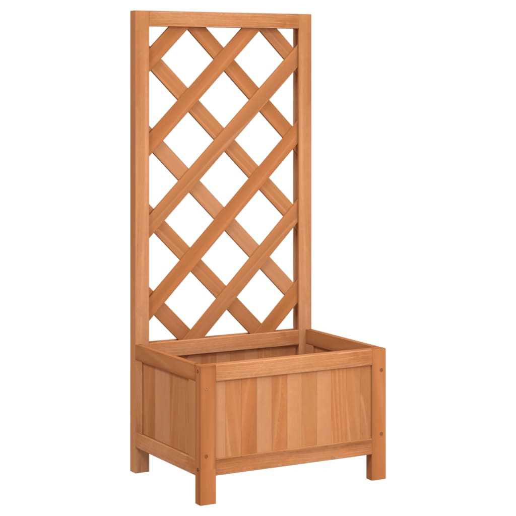 vidaXL Γλάστρα με Καφασωτό Καφέ από Μασίφ Ξύλο Ελάτης