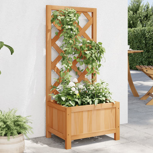 vidaXL Γλάστρα με Καφασωτό Καφέ από Μασίφ Ξύλο Ελάτης