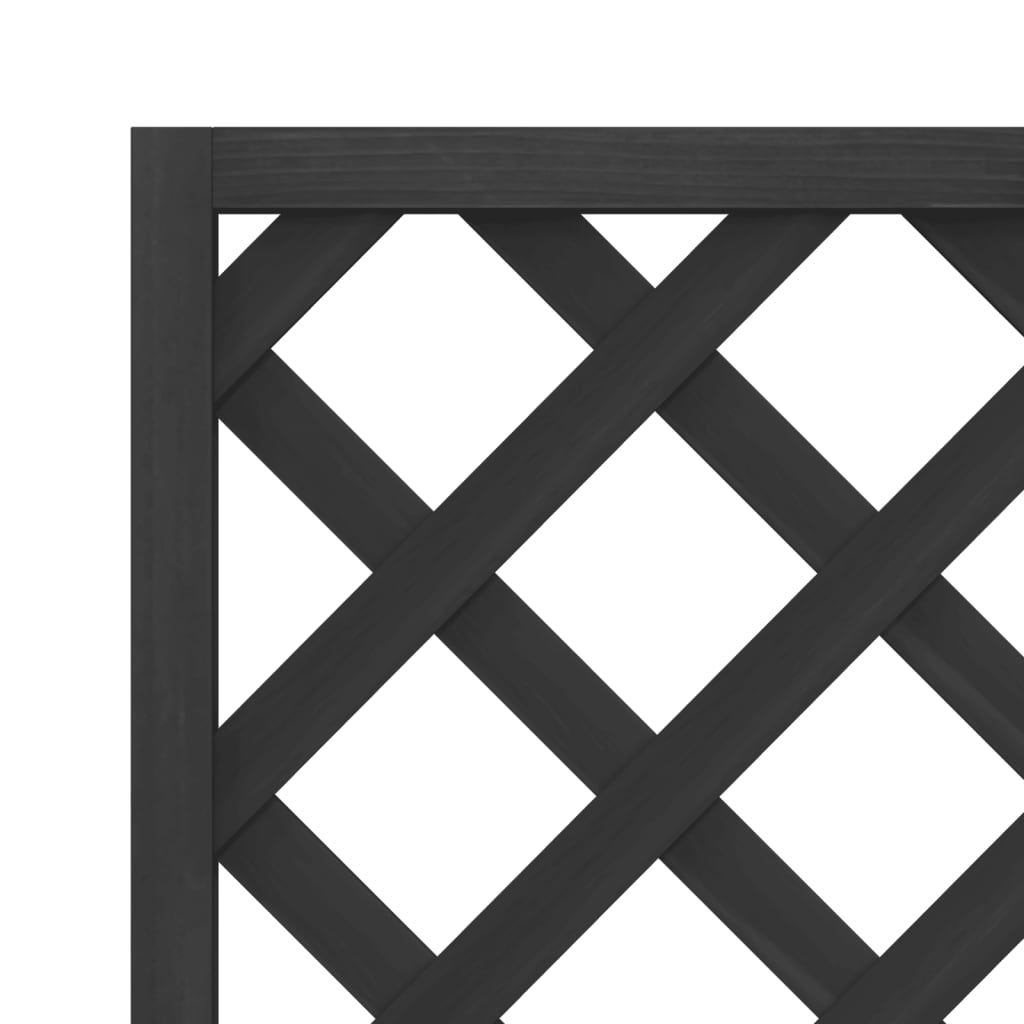 vidaXL Γλάστρα με Καφασωτό Μαύρη από Μασίφ Ξύλο Ελάτης