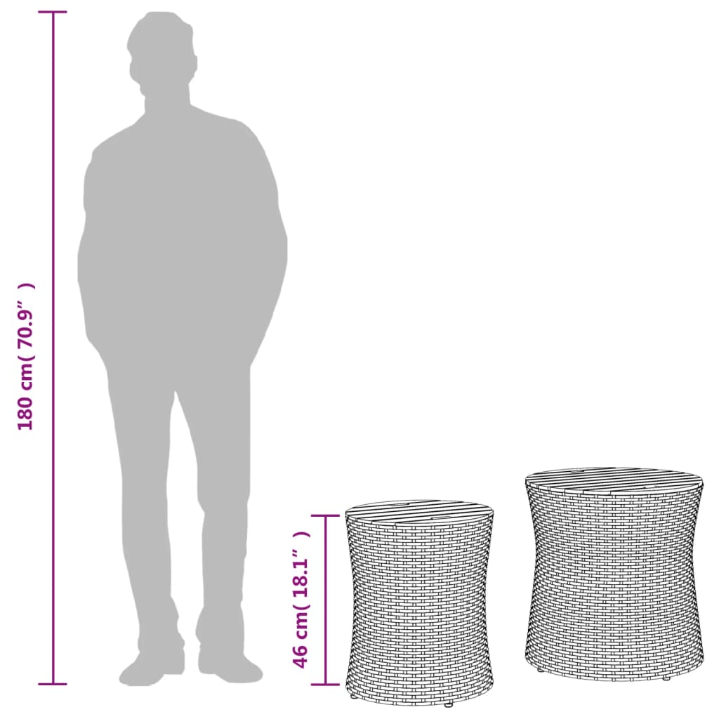 vidaXL Τραπεζάκια 2 τεμ. Μπεζ Συνθετικό Ρατάν με Ξύλινη Επιφάνεια