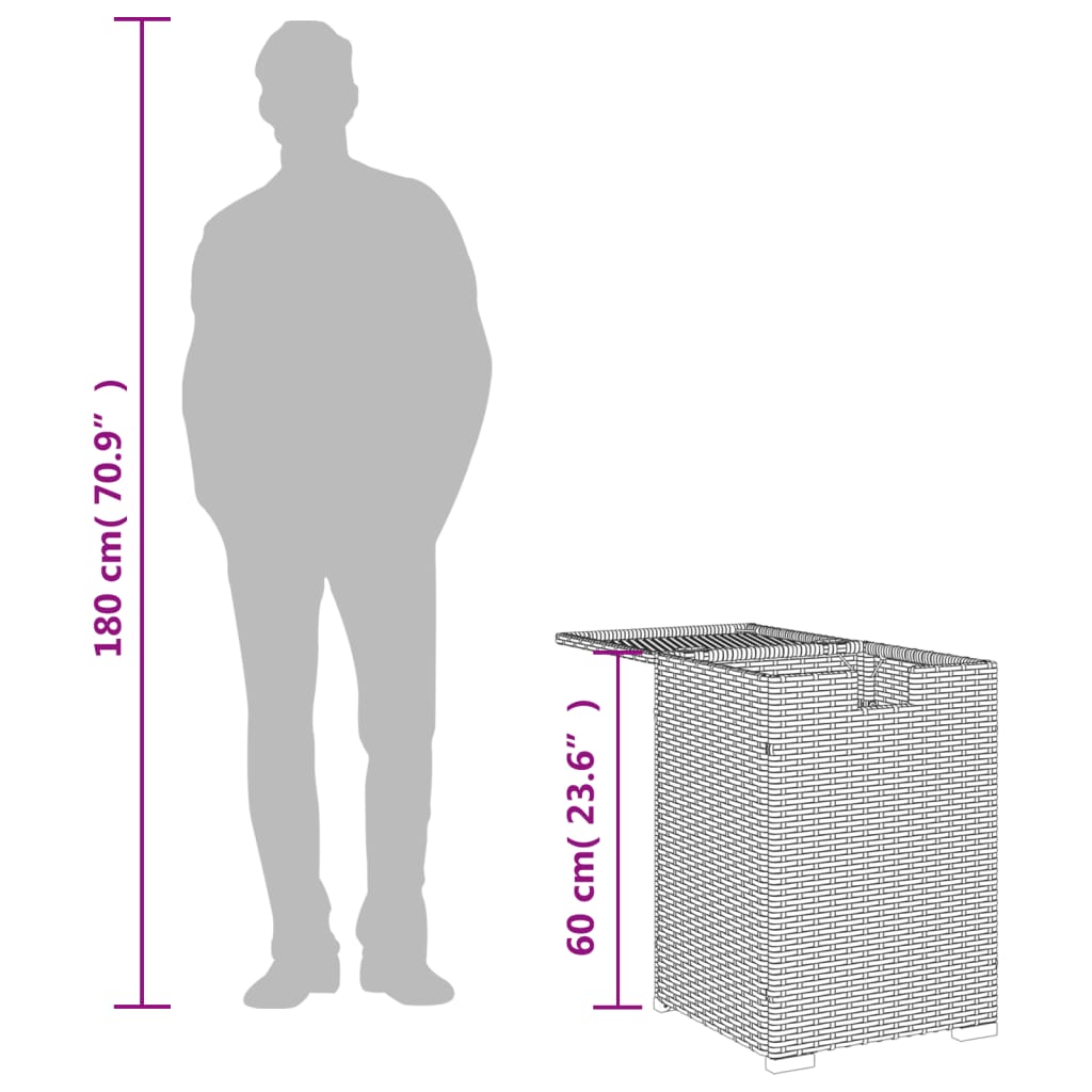 vidaXL Κάλυμμα-Τραπέζι Φιάλης Προπανίου Γκρι 40x40x60 εκ. Συνθ. Ρατάν