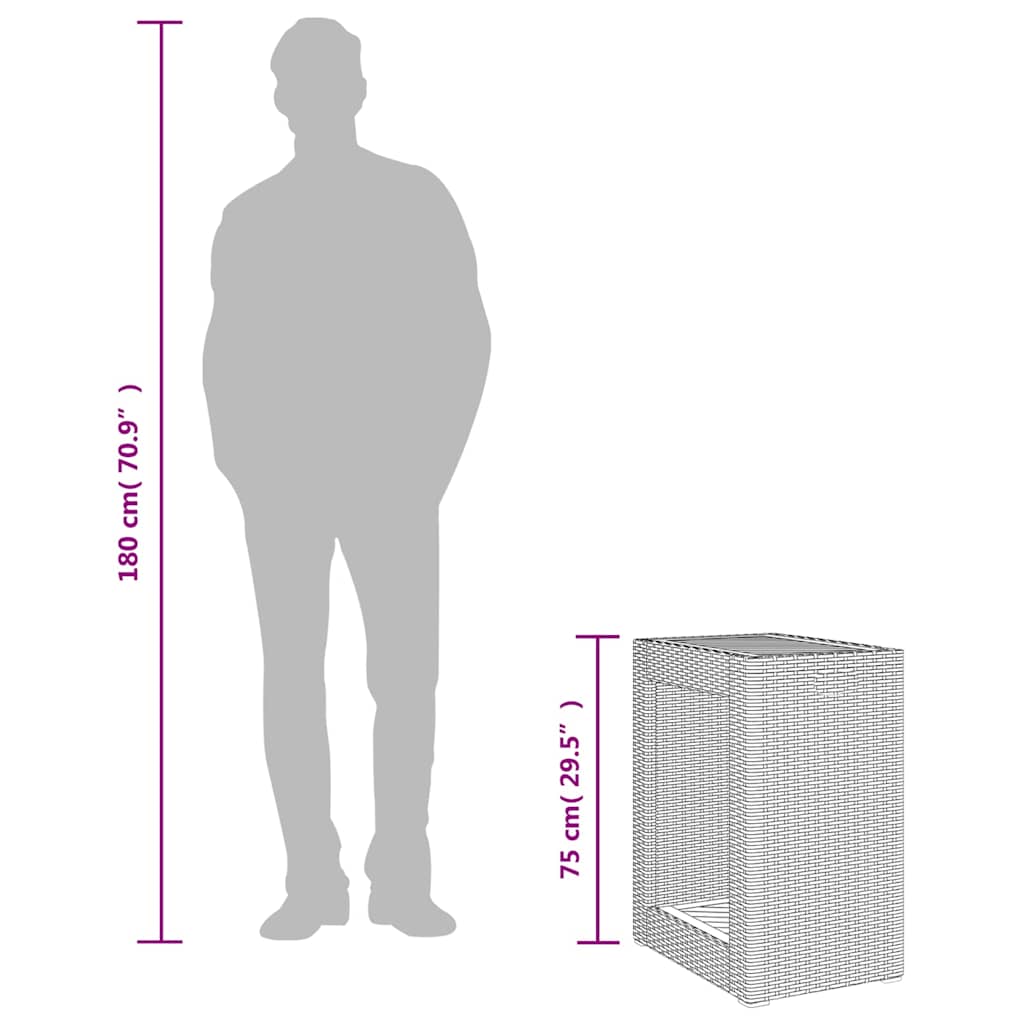 vidaXL Τραπέζι Κήπου με Ξύλινη Επιφάνεια Μπεζ 60x40x75 εκ Συνθ. Ρατάν