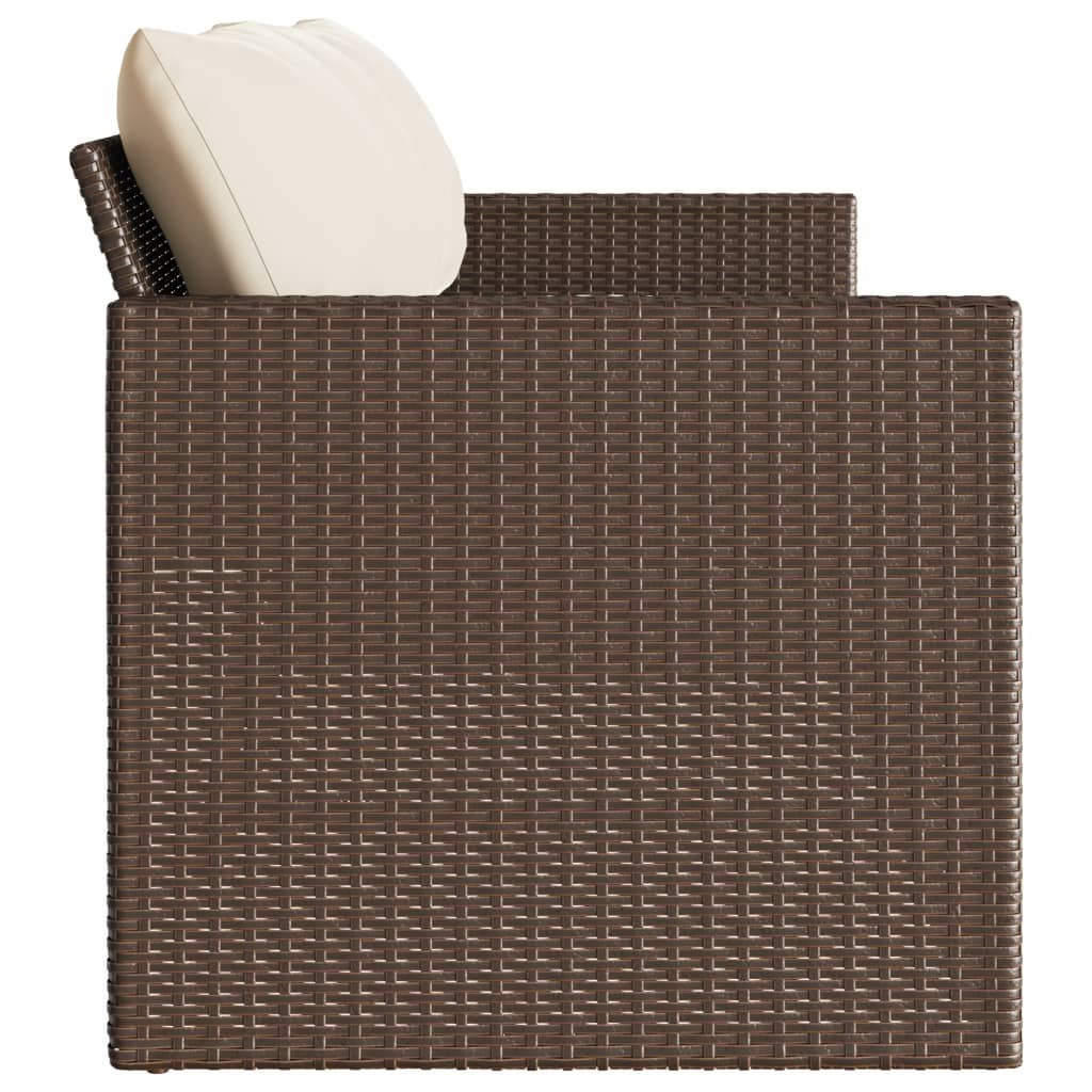 vidaXL Καναπές Κήπου Τριθέσιος Καφέ από Συνθετικό Ρατάν με Μαξιλάρια