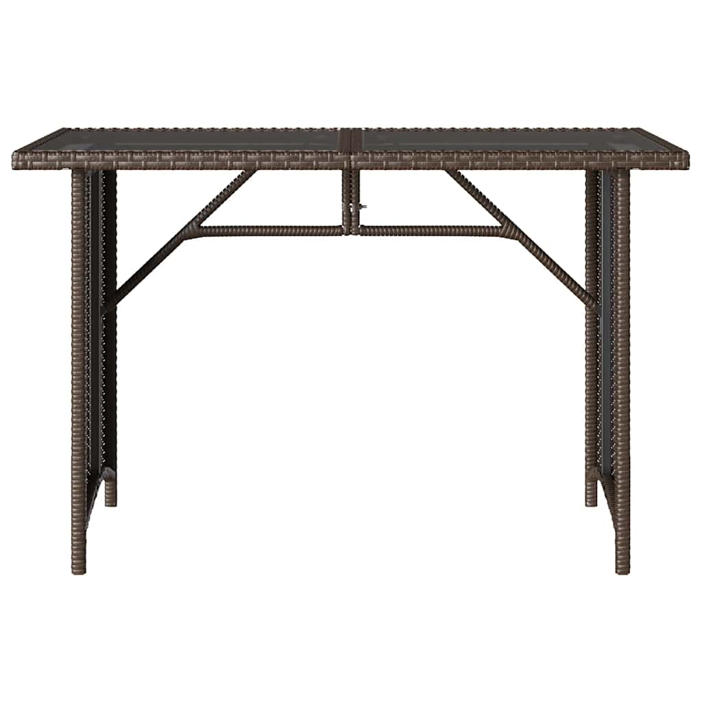 vidaXL Τραπέζι Κήπου με Γυάλινη Επιφάνεια Καφέ 110x68x70 εκ Ρατάν