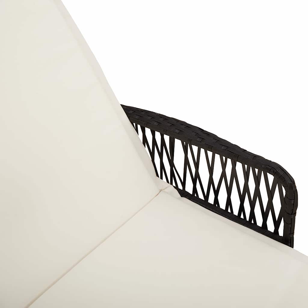 vidaXL Ξαπλώστρα με μαξιλάρι Μαύρο 157 x 55 x 92 εκ. συνθετικό ρατάν