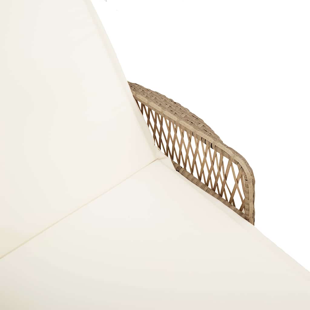 vidaXL Ξαπλώστρα Μπεζ και κρεμ Ρατάν PE 157 x 55 x 92 εκ. Πτυσσόμενη