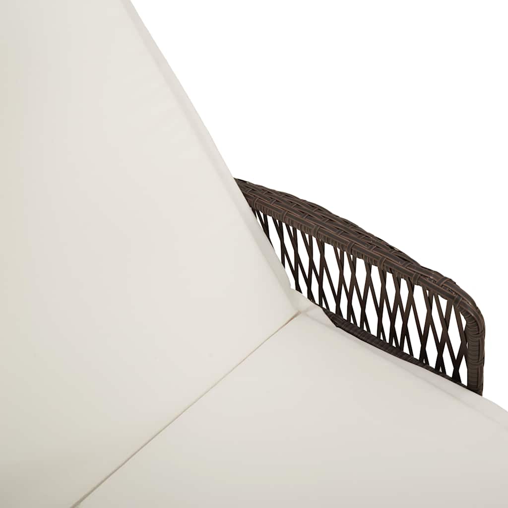 vidaXL Ξαπλώστρα Σετ Σετ 3 Καφέ και κρεμ λευκό PE ρατάν, μέταλλο