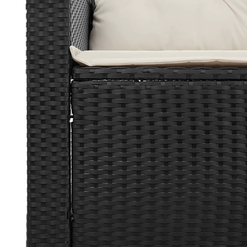 vidaXL Καναπές Κήπου Τριθέσιος Μαύρος από Συνθετικό Ρατάν με Μαξιλάρια