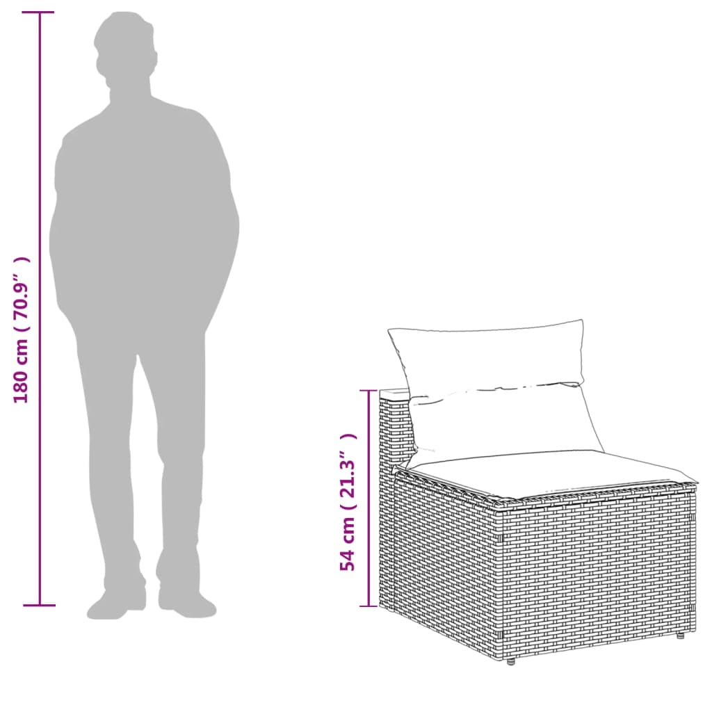 vidaXL Καναπέδες Κήπου Χωρίς Μπράτσα 2 τεμ. Μαύρο Συνθ. Ρατάν & Μαξιλ.