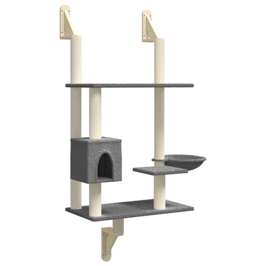 vidaXL Γατόδεντρο Τοίχου Σκούρο Γκρι 153 εκ. με Στύλο Ξυσίματος