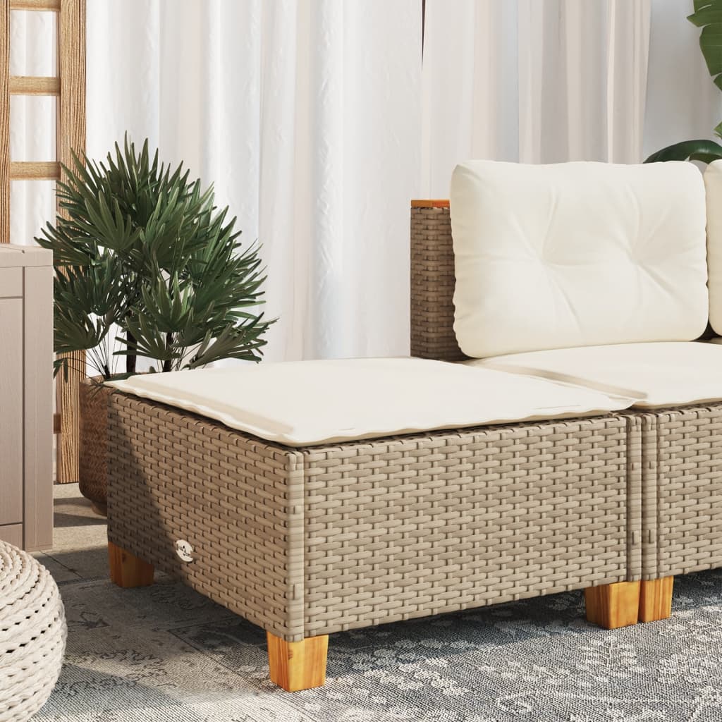 vidaXL Σκαμπό Κήπου με Μαξιλάρι Μπεζ 63,5 x 56 x 32 εκ. από Συνθετικό Ρατάν