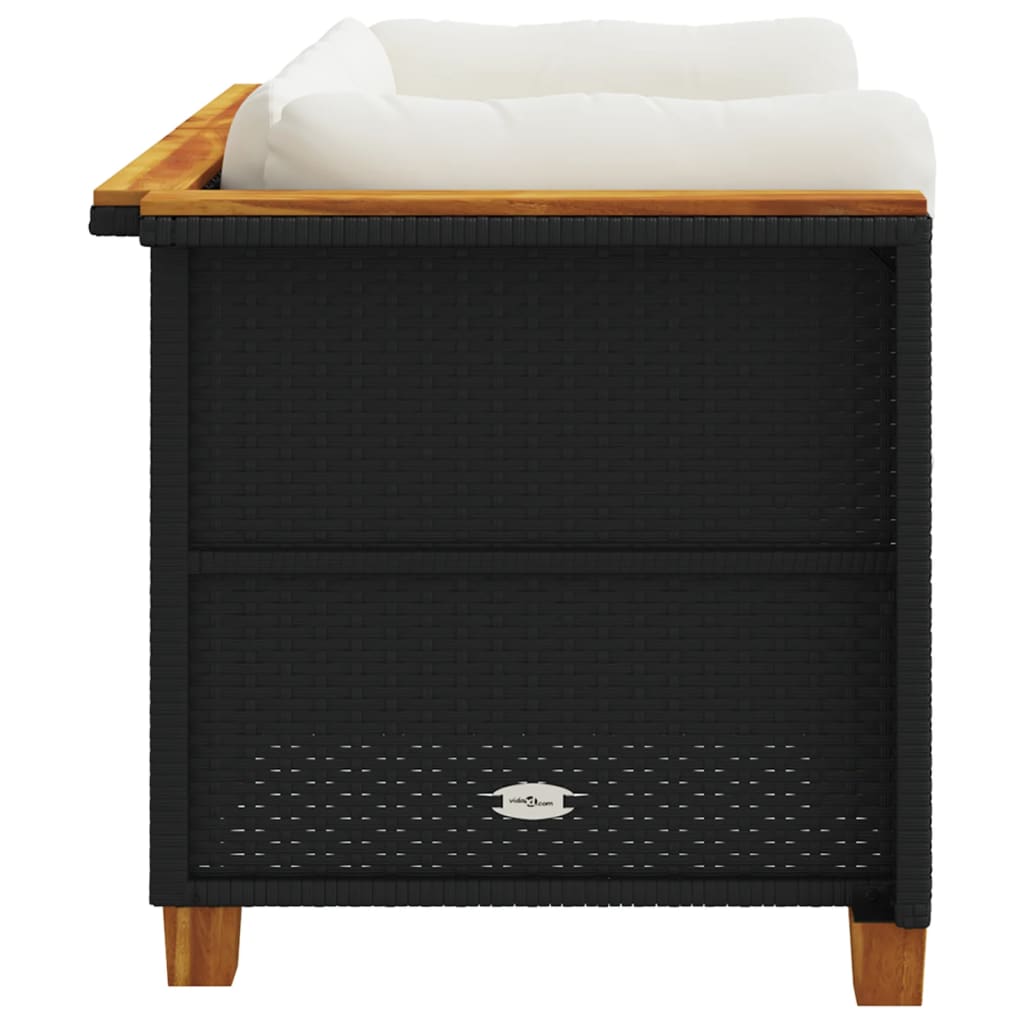 vidaXL Καναπέδες Κήπου Γωνιακοί με Μαξιλάρια 2 τεμ. Μαύρο Συνθ. Ρατάν