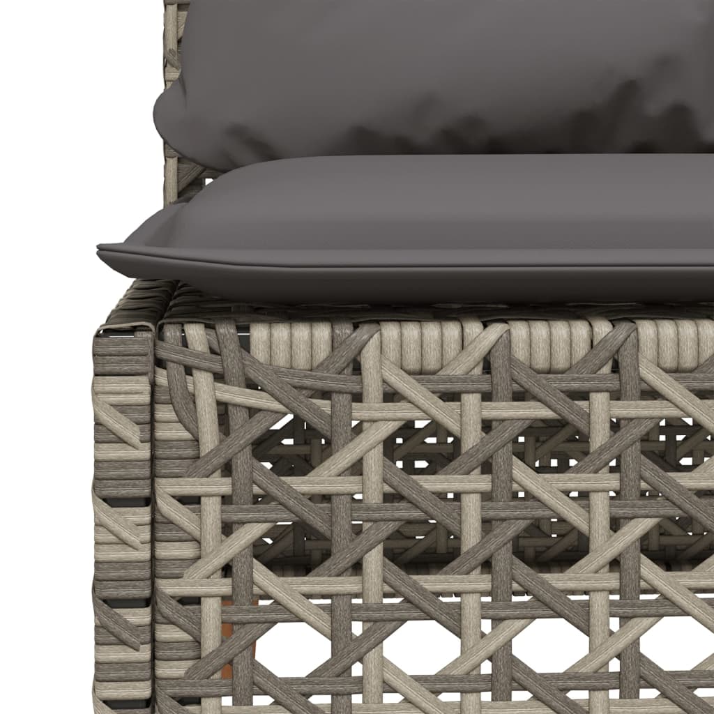 vidaXL Καναπές Κήπου Χωρίς Μπράτσα Γκρι Συνθετικό Ρατάν με Μαξιλάρια