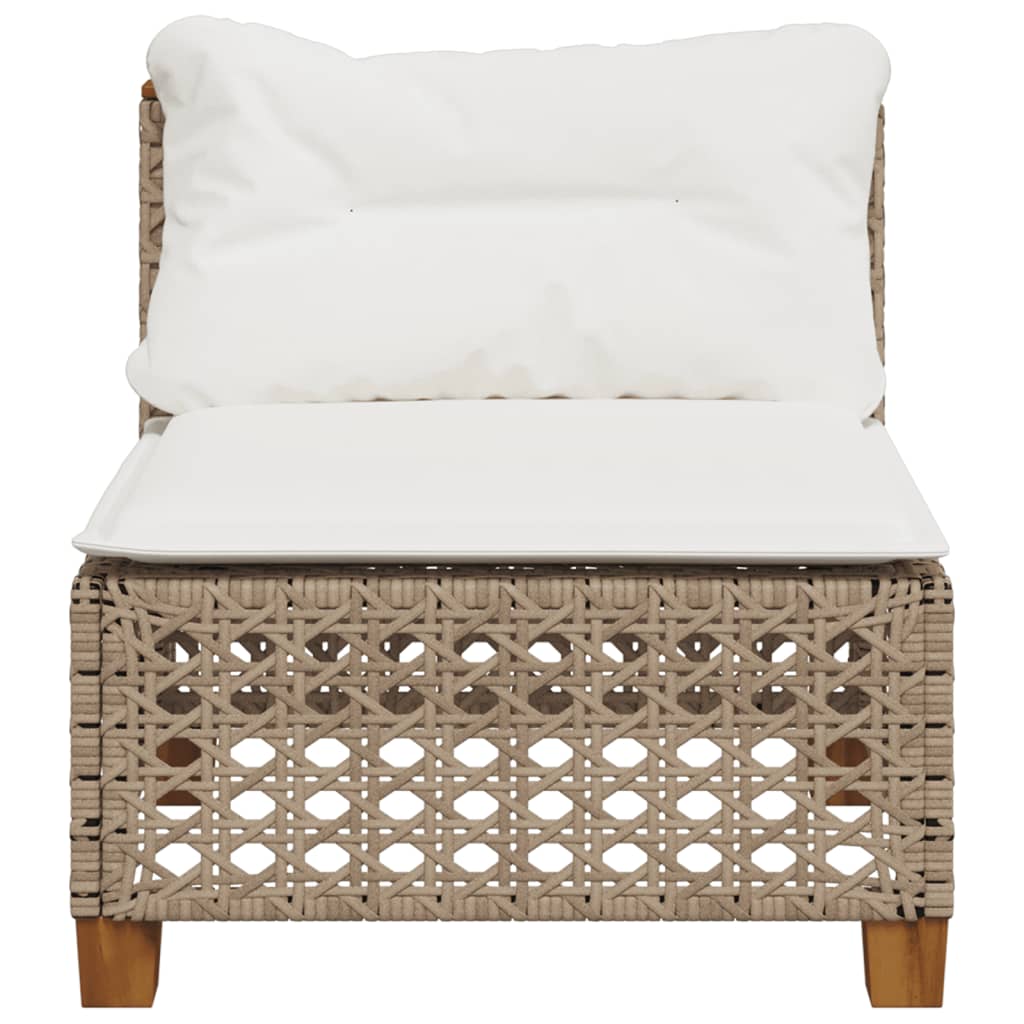 vidaXL Καναπές Κήπου Χωρίς Μπράτσα Μπεζ Συνθετικό Ρατάν με Μαξιλάρια