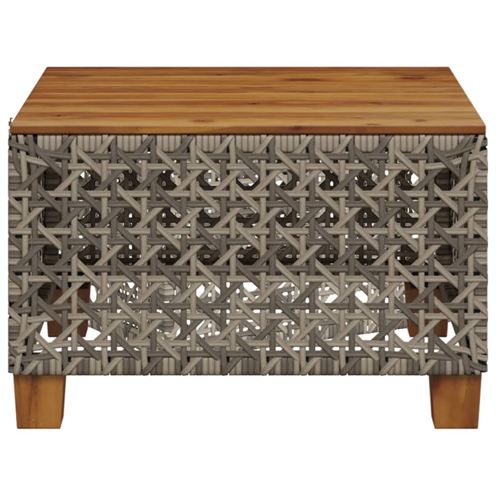 vidaXL Τραπέζι Κήπου Γκρι 55x55x36 εκ. Συνθετικό Ρατάν/Ξύλο Ακακίας