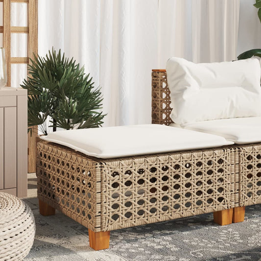 vidaXL Σκαμπό Κήπου με Μαξιλάρι Μπεζ 63,5 x 56 x 32 εκ. από Συνθετικό Ρατάν