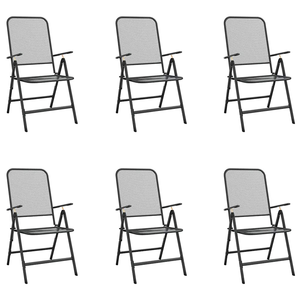 vidaXL Σετ Τραπεζαρίας Κήπου 7 Τεμαχίων Ανθρακί από Μεταλλικό Πλέγμα