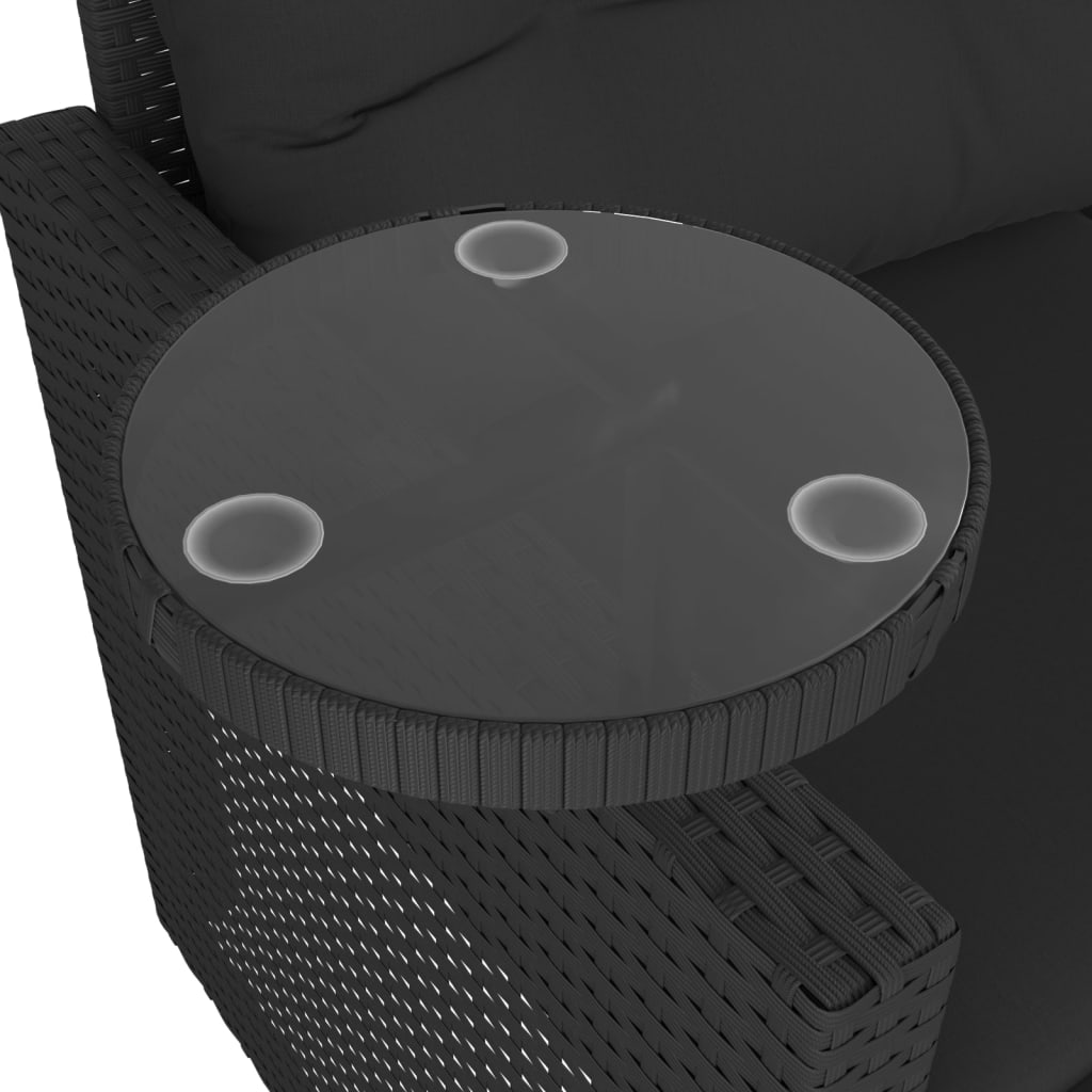 vidaXL Σετ Καναπέ Κήπου 3 Τεμαχίων Μαύρο Συνθετικό Ρατάν με Μαξιλάρια