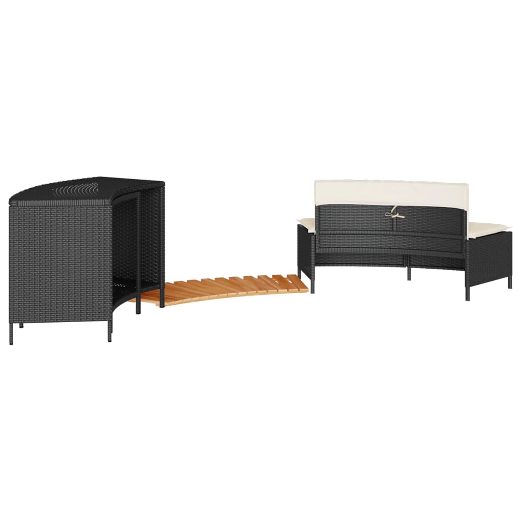 vidaXL Πλαίσιο Τζακούζι Μαύρο από Συνθετικό Ρατάν + Μασίφ Ξύλο Ακακίας