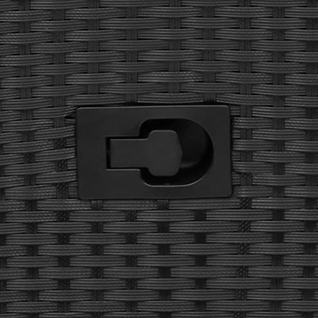 vidaXL Καρέκλα Κήπου Ανακλινόμενη Μαύρη Συνθετικό Ρατάν με Μαξιλάρια