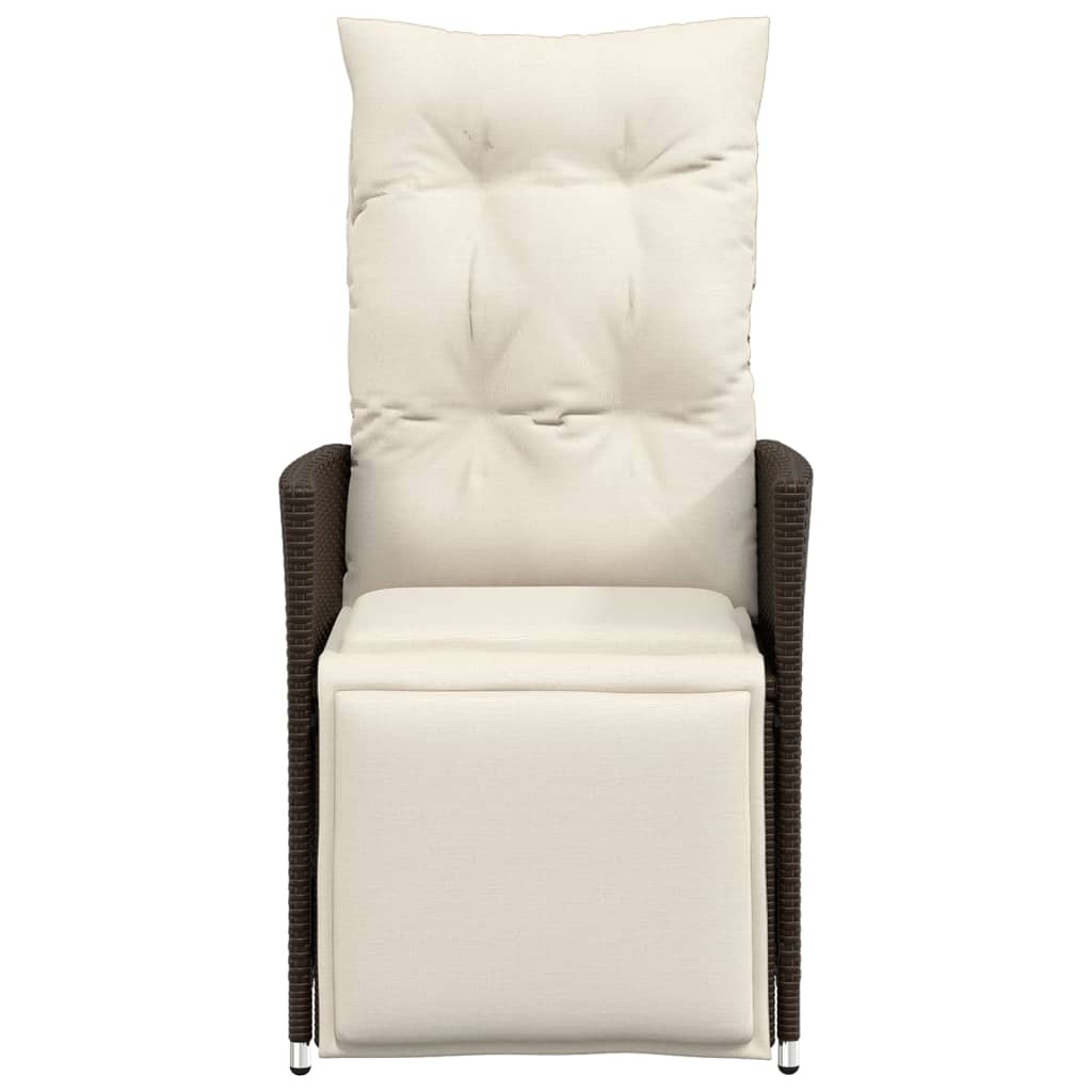 vidaXL Καρέκλα Κήπου Ανακλ/νη Καφέ Συνθ. Ρατάν + Μαξιλάρια