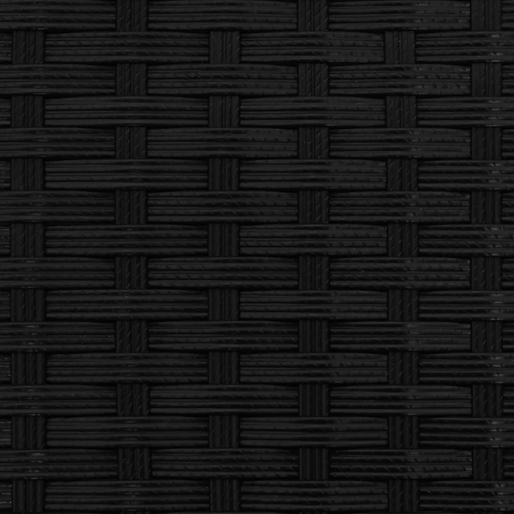 vidaXL Καναπές Κήπου Τριθέσιος με Σκίαστρο & Σκαμπό Μαύρος Συνθ. Ρατάν