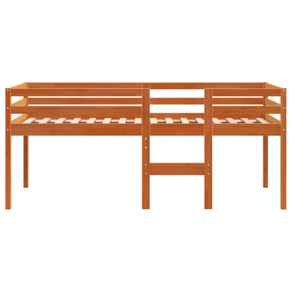 vidaXL Κρεβάτι Υπερυψωμένο Καφέ Κεριού 90x200 εκ από Μασίφ Ξύλο Πεύκου