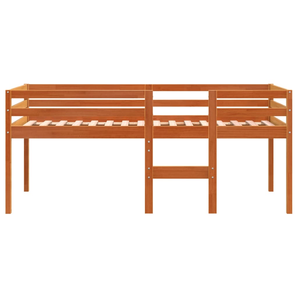 vidaXL Κρεβάτι Υπερυψωμένο Καφέ Κεριού 75x190εκ. από Μασίφ Ξύλο Πεύκου