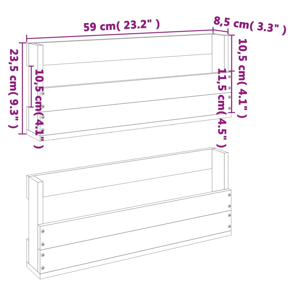 vidaXL Παπουτσοθήκη Επιτοίχια 2 τεμ. Μελί 59x8,5x23,5 εκ. Μασίφ Πεύκο