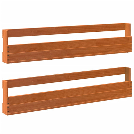 vidaXL Παπουτσοθήκη Επιτοίχια 2 τεμ. Μελί 110x8,5x23,5 εκ. Μασίφ Πεύκο