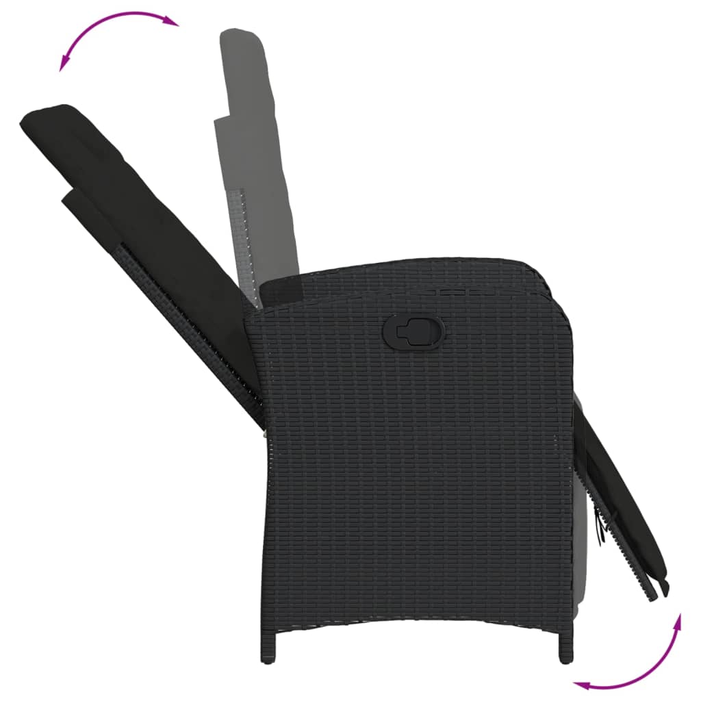 vidaXL Σετ Τραπεζαρίας Κήπου 9 τεμ Μαύρο από Συνθ. Ρατάν με Μαξιλάρια