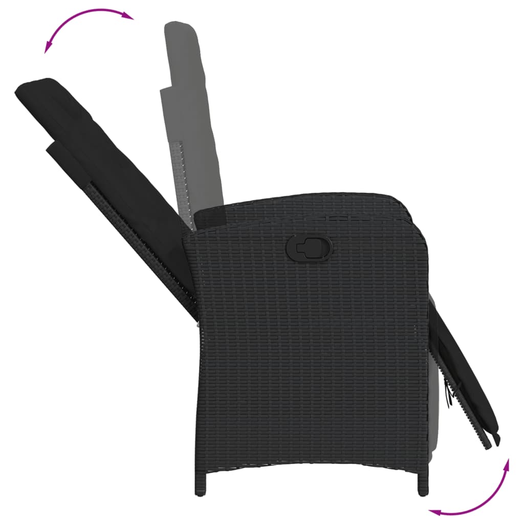 vidaXL Σετ Τραπεζαρίας Κήπου 9 τεμ Μαύρο από Συνθ. Ρατάν με Μαξιλάρια