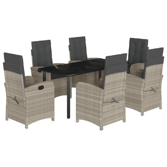 vidaXL Σετ Τραπεζαρίας Κήπου 7 τεμ. Αν. Γκρι Συνθ. Ρατάν με Μαξιλάρια