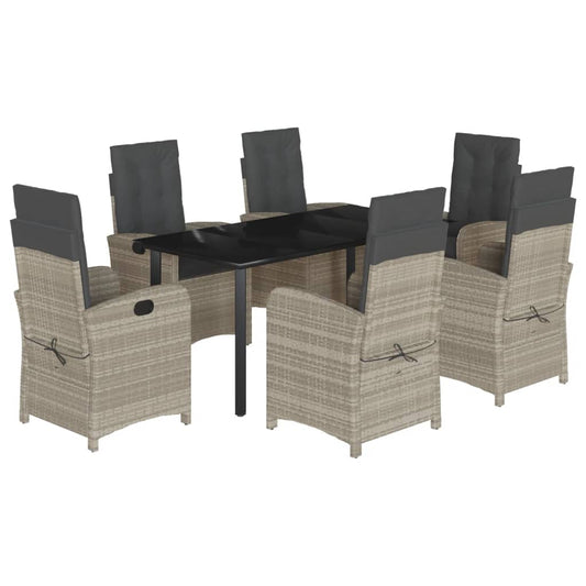 vidaXL Σετ Τραπεζαρίας Κήπου 7 τεμ. Αν. Γκρι Συνθ. Ρατάν με Μαξιλάρια