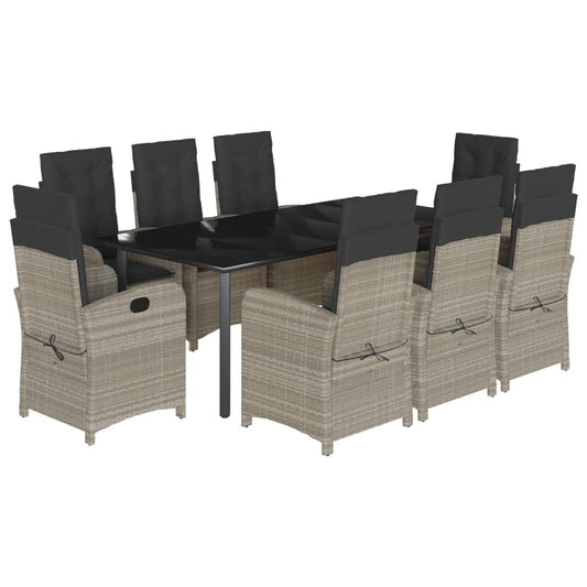 vidaXL Σετ Τραπεζαρίας Κήπου 9 τεμ. Αν. Γκρι Συνθ. Ρατάν με Μαξιλάρια