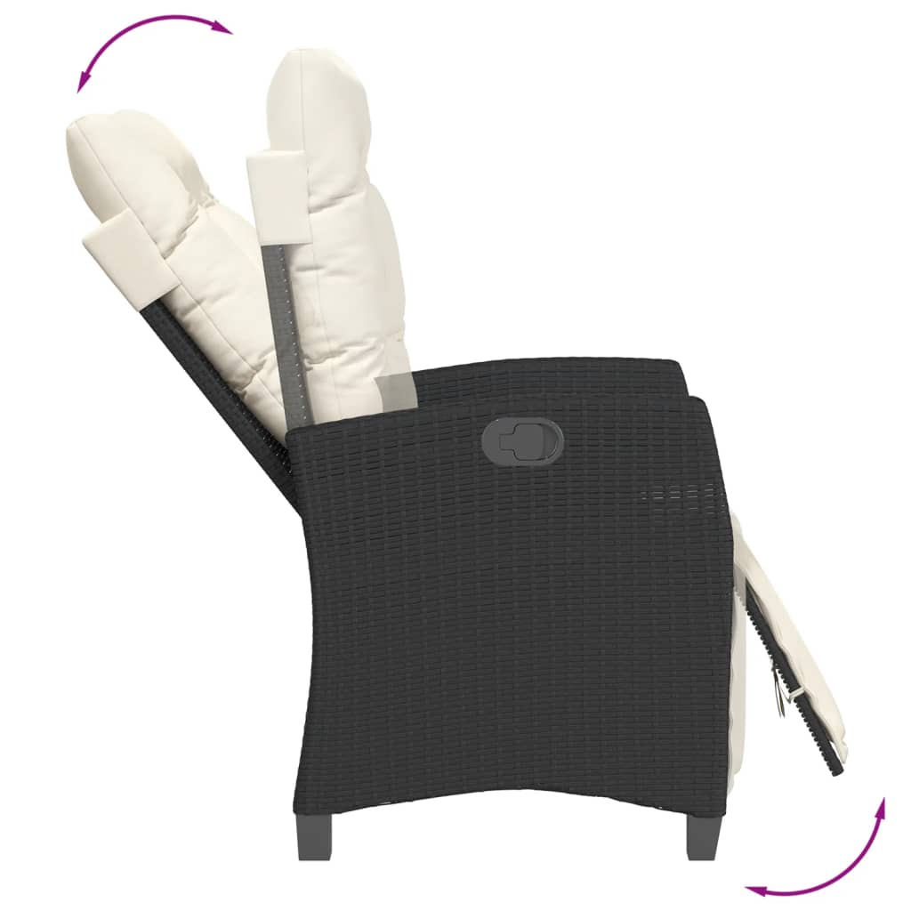 vidaXL Σετ Τραπεζαρίας Κήπου 5 Τεμαχίων Μαύρο Συνθ. Ρατάν με Μαξιλάρια