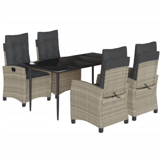 vidaXL Σετ Τραπεζαρίας Κήπου 5 τεμ. Αν. Γκρι Συνθ. Ρατάν με Μαξιλάρια