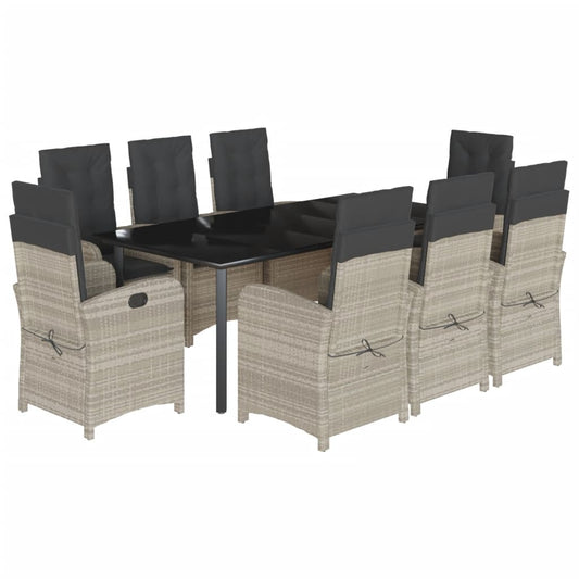 vidaXL Σετ Τραπεζαρίας Κήπου 9 τεμ. Αν. Γκρι Συνθ. Ρατάν με Μαξιλάρια